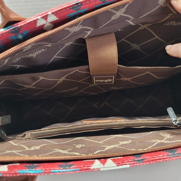 Wrangler Aztec Design Canvas Tote 12"x17" Handbag - Picture 4 of 9